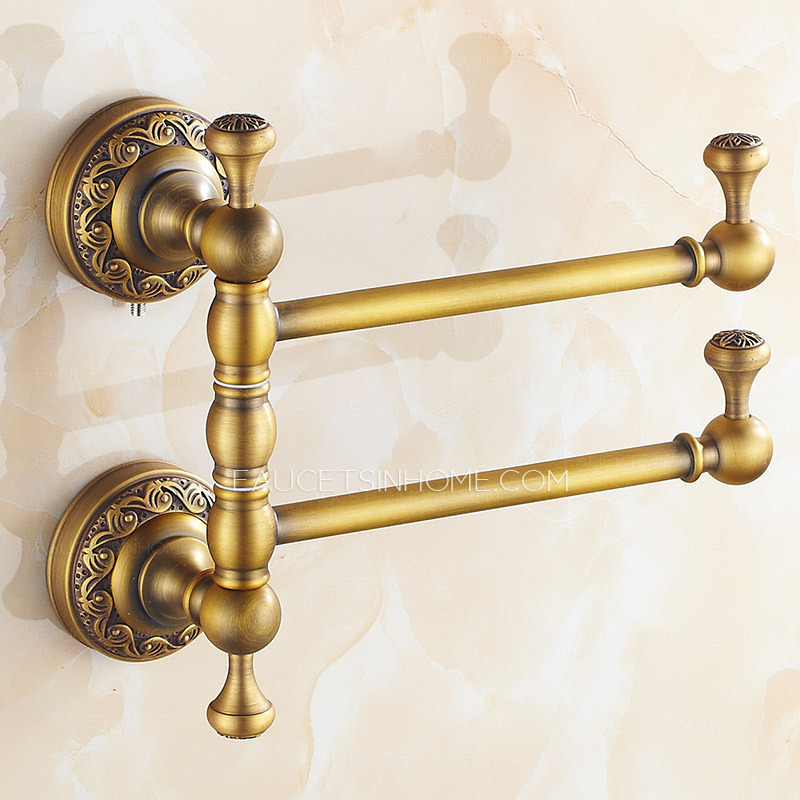 Antique Brass Rotate Bathroom Accessory Double Towel Bars