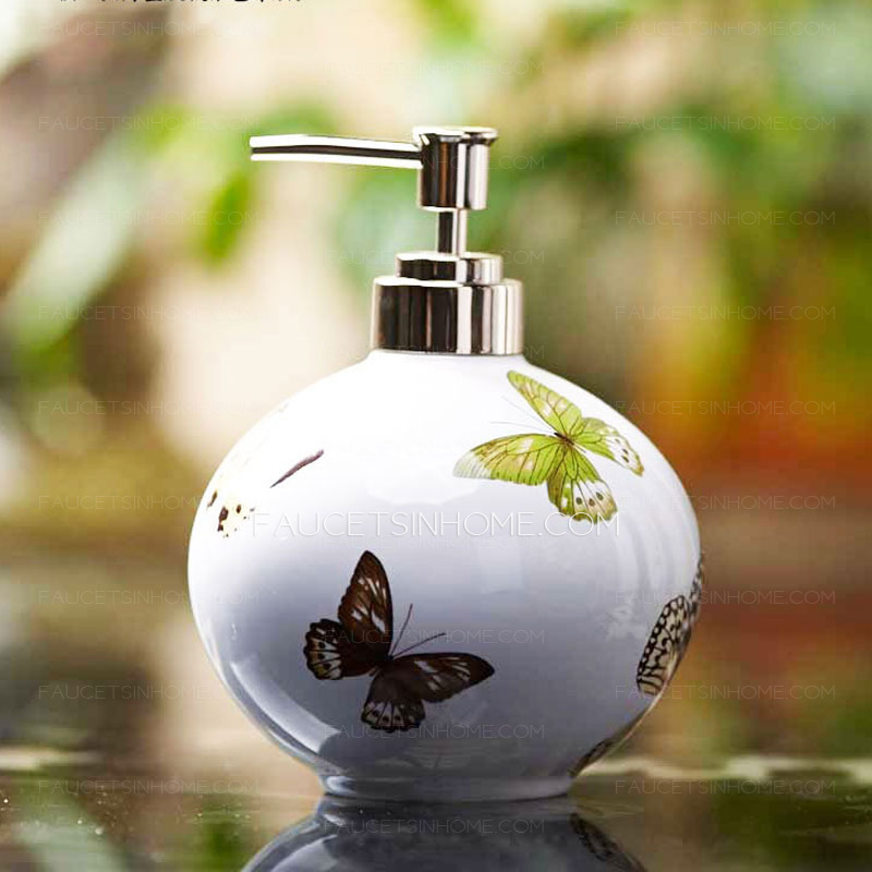 Beautiful Colorful Butterfly Ceramic Round Soap Dispensers