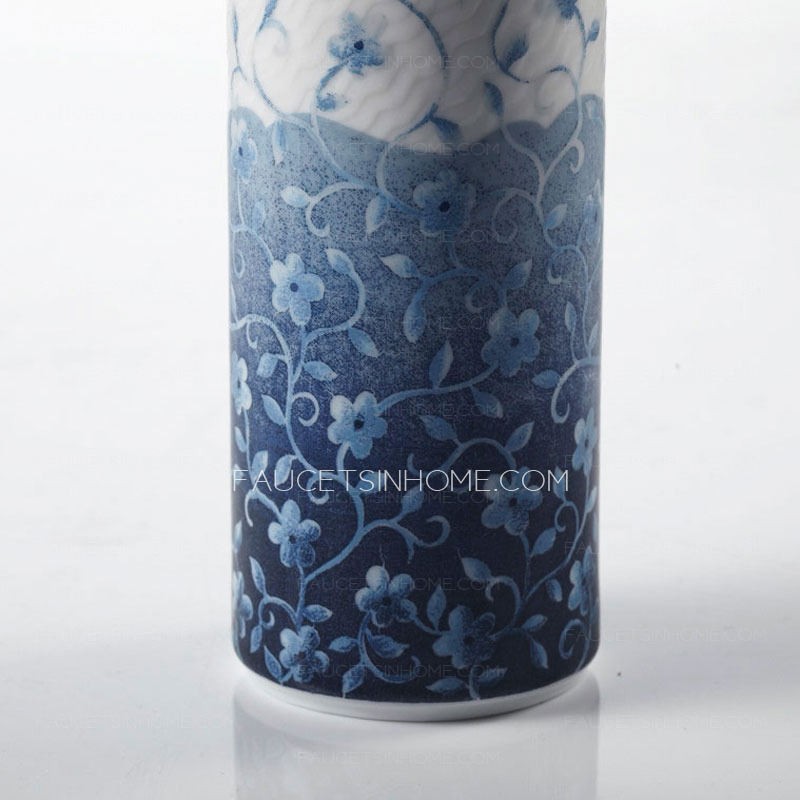 Modern Floral Pattern Blue Ceramic Soap Dispensers