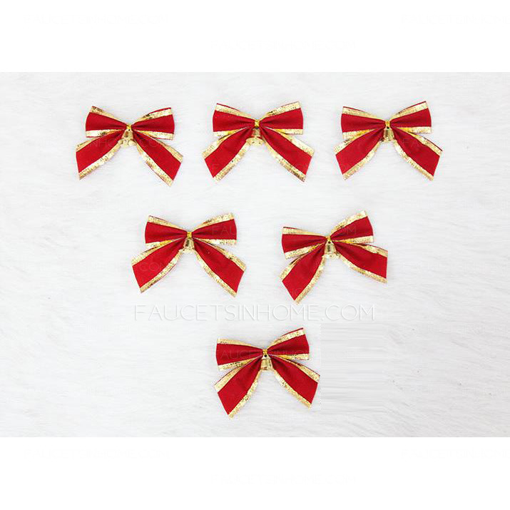 6 Pcs/Set Red Bowknot Xmas Decorations 3.1