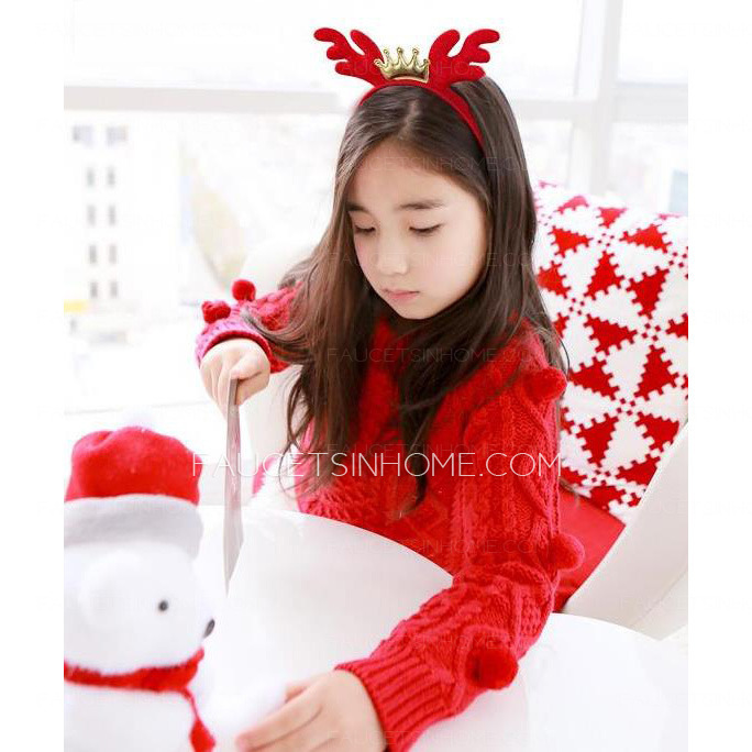 Red Cute Kids Antler Xmas Head Band