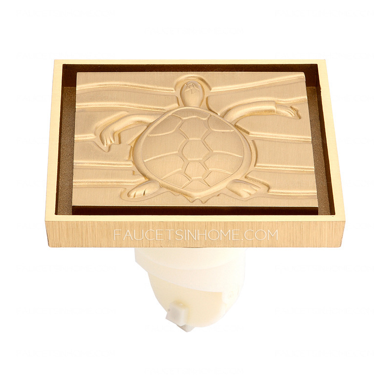 Designer Brass Turtle Pattern Gold Shower Drains