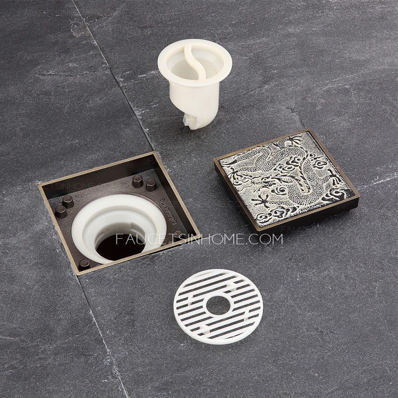 Designer Antique Bronze Dragon Pattern Shower Drains