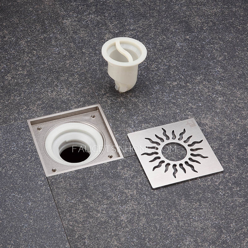 Stainless Steel Brushed Nickel Sun Pattern Shower Drains