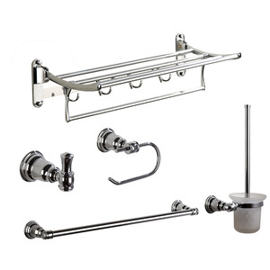Modern Stainless Steel 5-piece Chrome Bathroom Accessory Sets