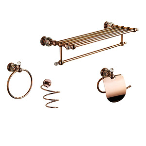 Shiny Crystal Rose Gold 4-piece Bathroom Accessory Sets