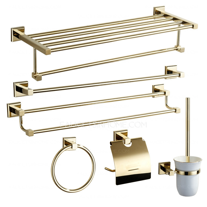 Modern Brass 6-piece Bathroom Accessory Sets