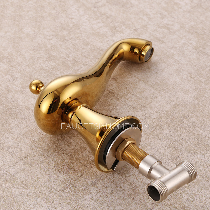 Designer Two Handles Polished Brass Gold Bathroom Faucet