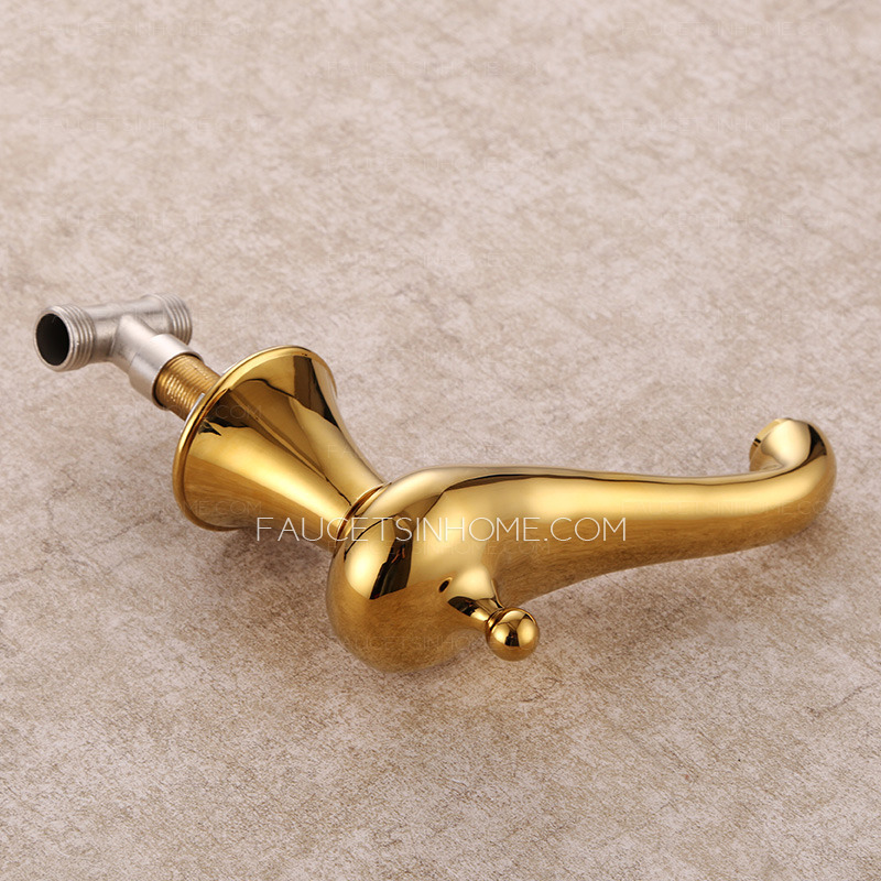 Designer Two Handles Polished Brass Gold Bathroom Faucet