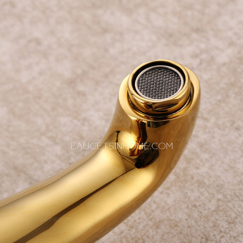 Designer Two Handles Polished Brass Gold Bathroom Faucet
