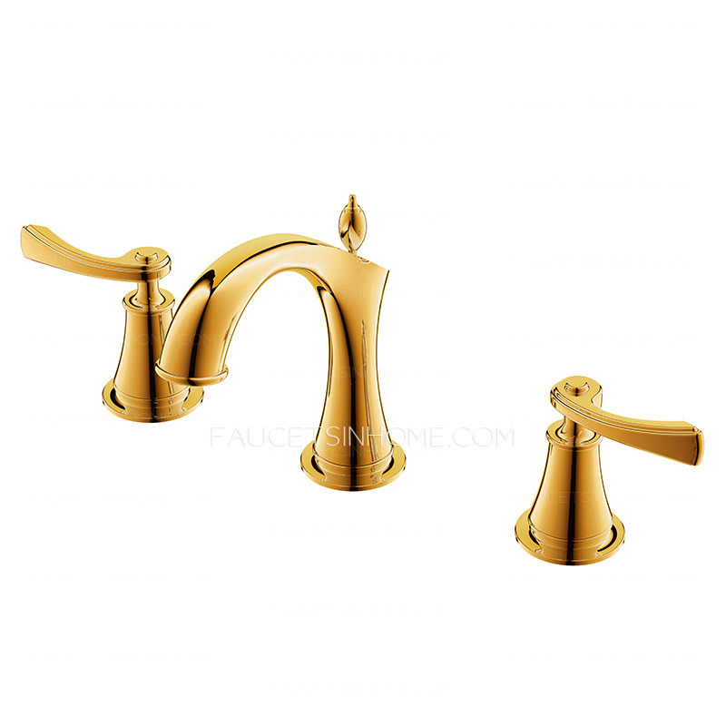 Designer Polished Brass Three Holes Decorative Bathroom Faucets