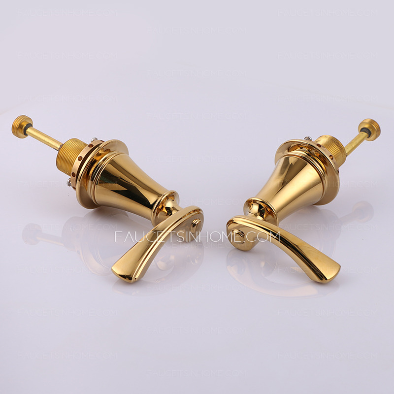 Designer Polished Brass Three Holes Decorative Bathroom Faucets