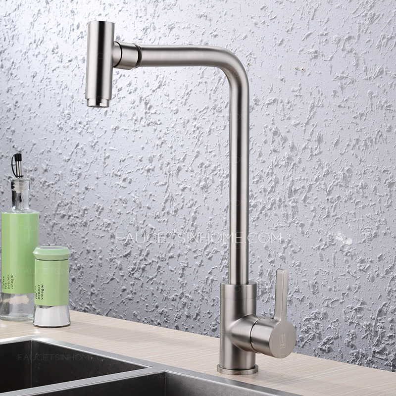Designer Rotatable Nickel Brushed Finish Single Handle Kitchen Faucets