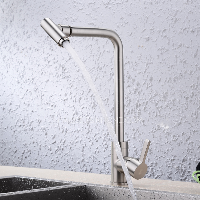 Designer Rotatable Nickel Brushed Finish Single Handle Kitchen Faucets