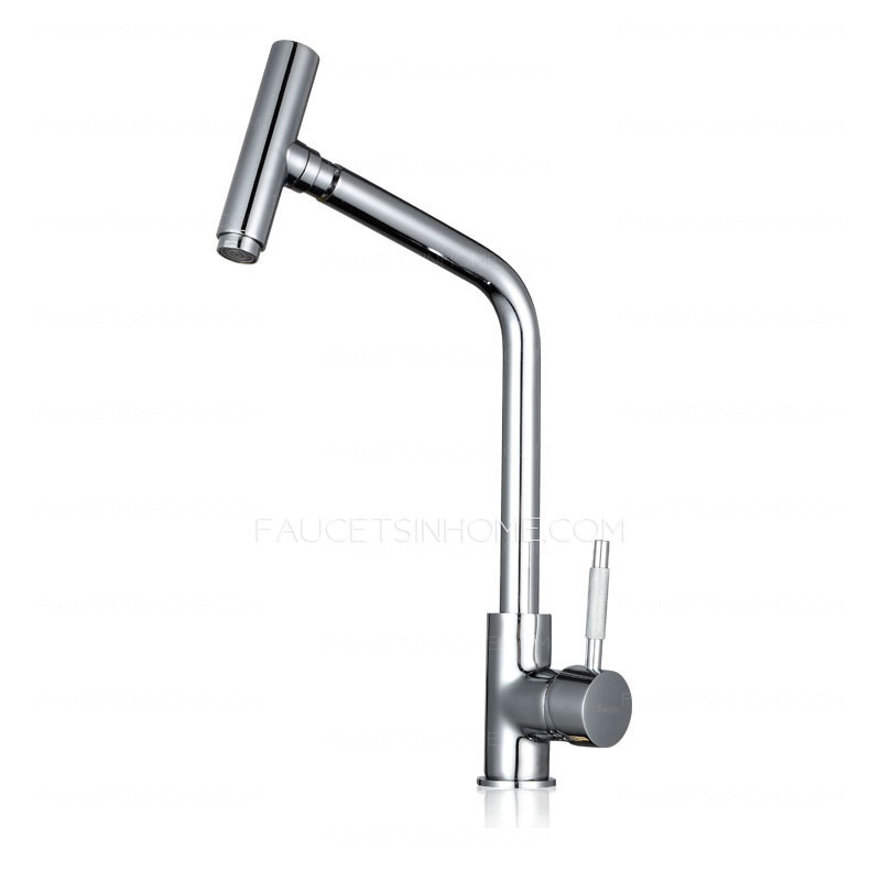 Cool Silver Single Handle One Hole Rotatable Kitchen Faucets