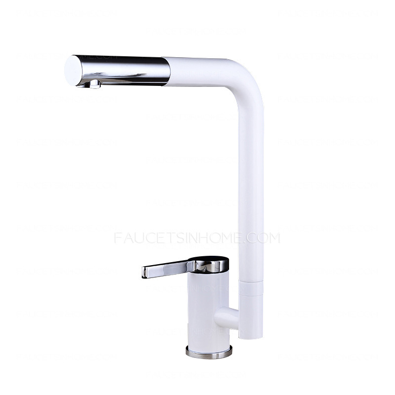 Cool White Rotatable One Hole Single Handle Kitchen Faucets