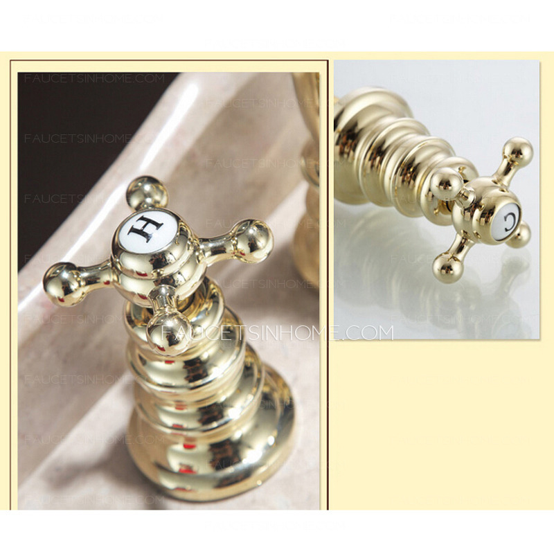 Vintage Polished Brass Finish Widespread Bathroom Sink Faucets