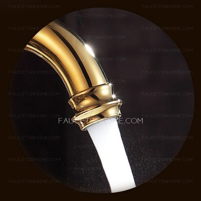 Antique Polished Brass Finish Jade Bathroom Sink Faucets