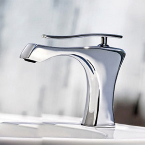 Modern Chrome Finish Ceramic Spool Bathroom Sink Faucets