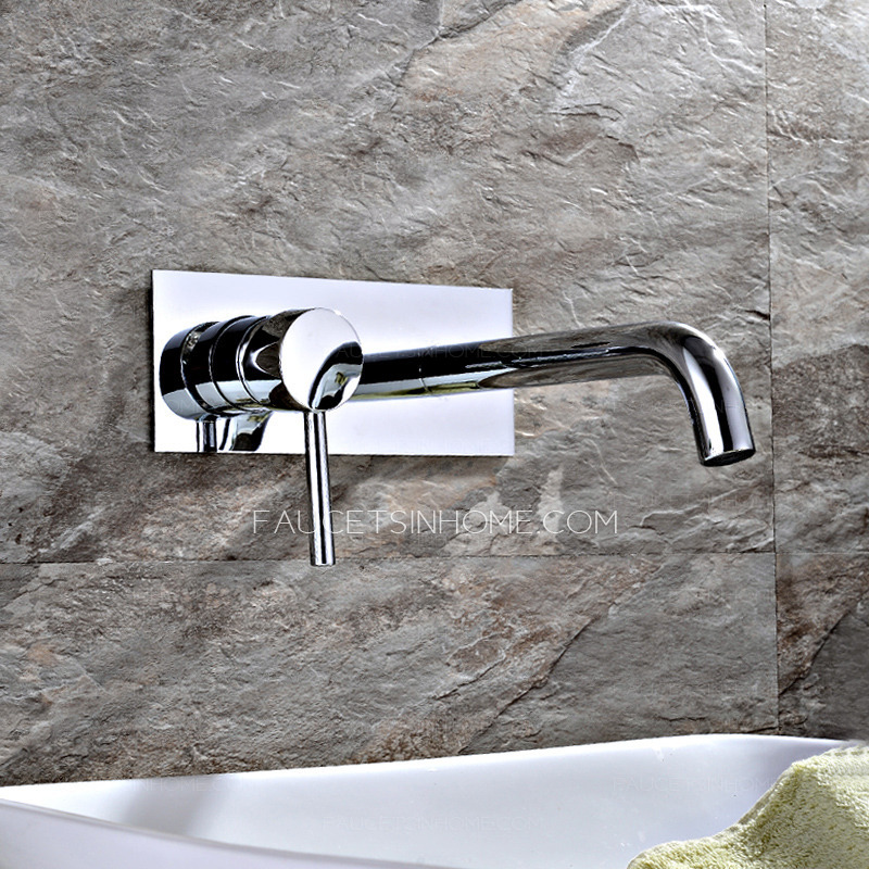 Cool Wall Mounted Chrome Finish Bathroom Sink Faucets