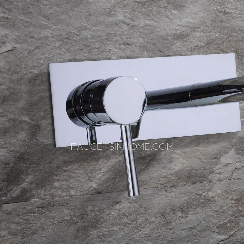 Cool Wall Mounted Chrome Finish Bathroom Sink Faucets