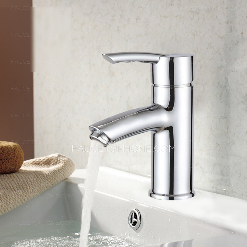 Modern Chrome Finish One Hole Bathroom Sink Faucets