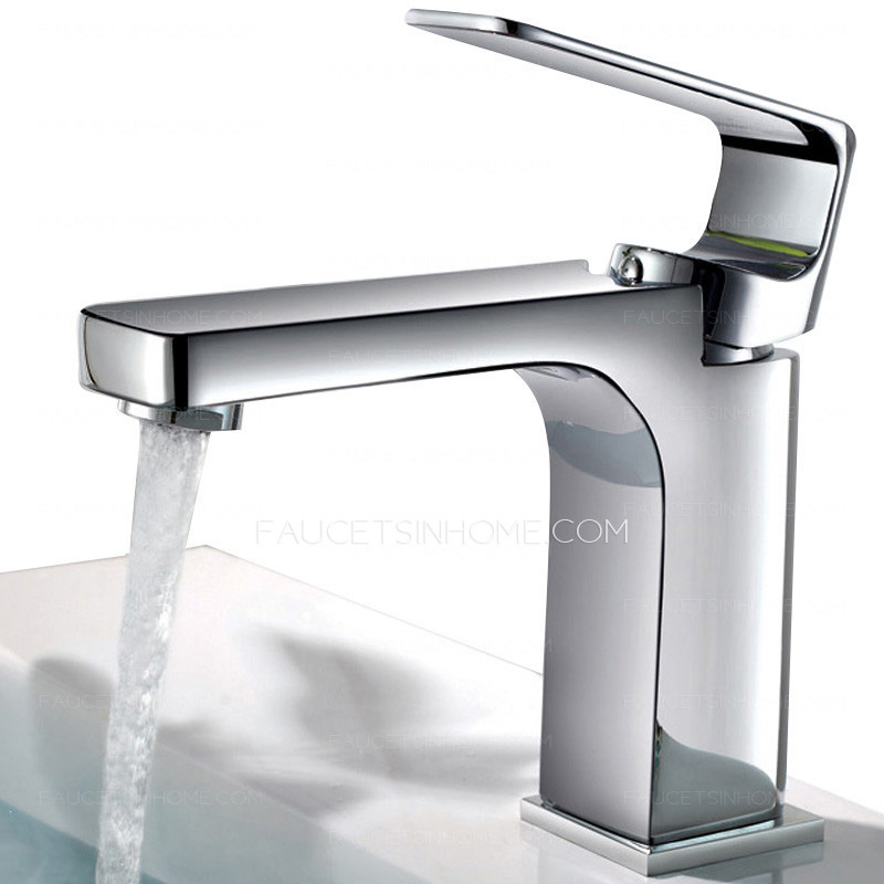 Modern Square Chrome Finish Bathroom Sink Faucets 