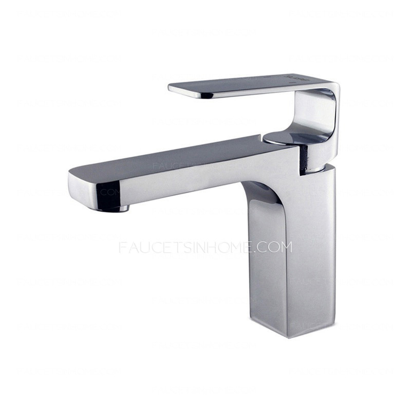 Modern Square Chrome Finish Bathroom Sink Faucets 