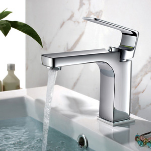 Modern Square Chrome Finish Bathroom Sink Faucets 