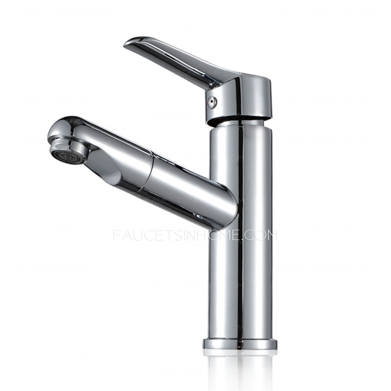 Modern Design Pullout Spray Chrome Finish Bathroom Faucet