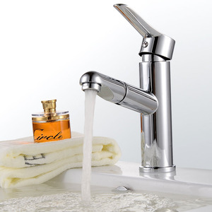 Modern Design Pullout Spray Chrome Finish Bathroom Faucet