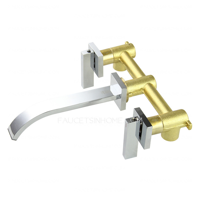 Contemporary Wall Mounted Electroplated Finish Bathroom Faucet