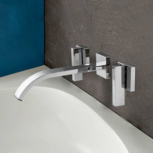 Contemporary Wall Mounted Electroplated Finish Bathroom Faucet