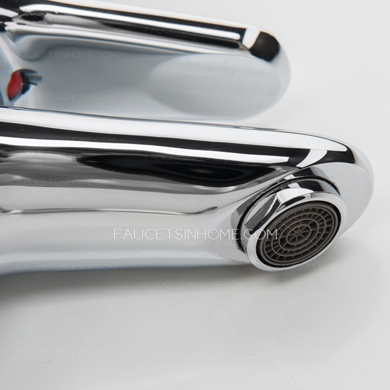 Shiny Short Chrome Finish Bathroom Sink Faucet