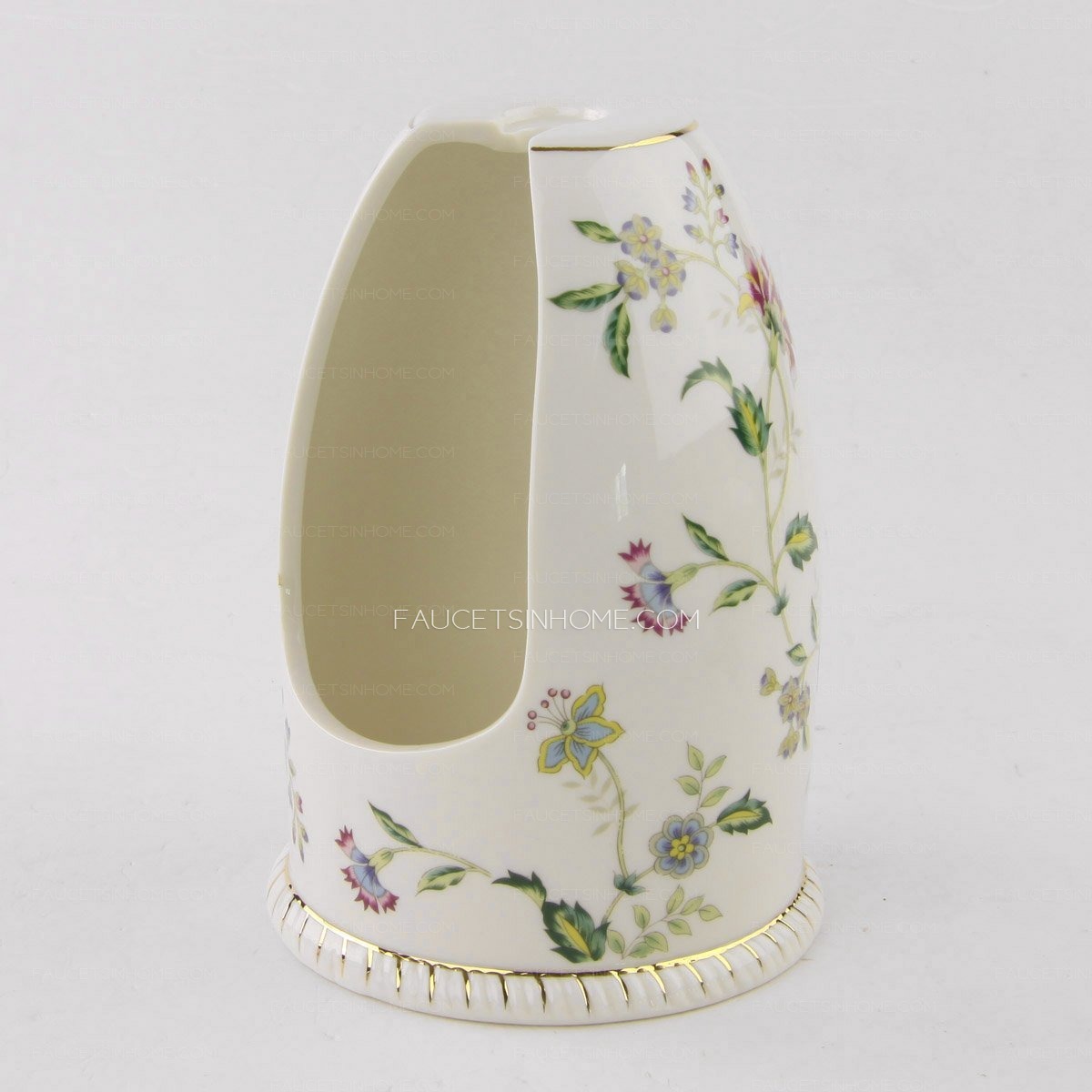 Exquisite Floral Porcelain Innovative Toilet Brush Holder