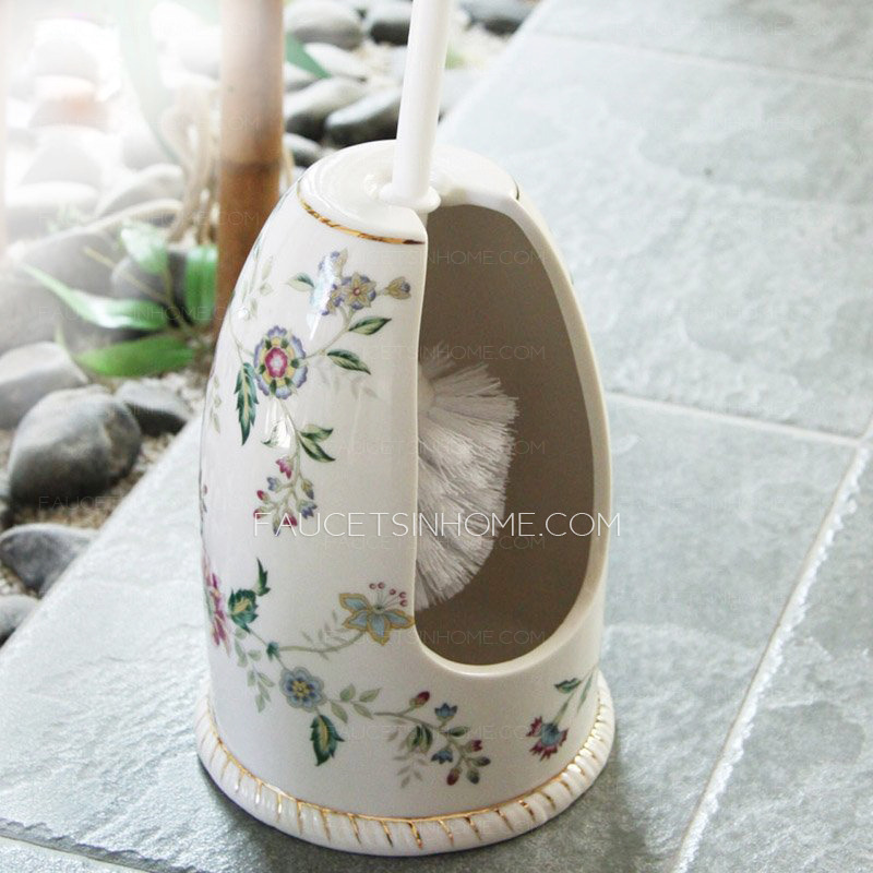 Exquisite Floral Porcelain Innovative Toilet Brush Holder