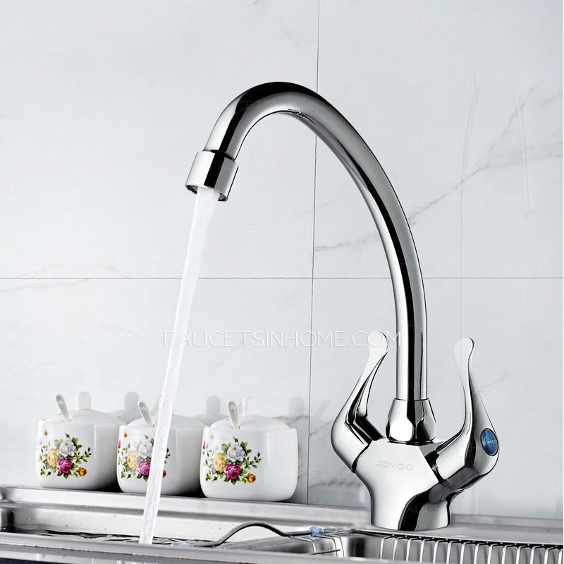 Modern Rotatable Copper Kitchen Faucets With Two Handles 