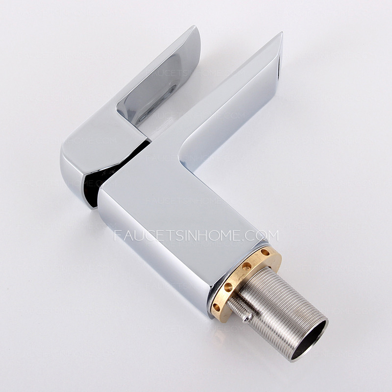 Design Short Square Shaped Waterfall Chrome Faucets