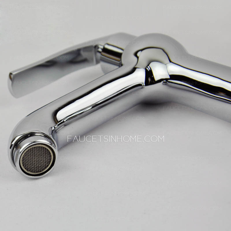 Modern Silver Single Hole Bathroom Faucet