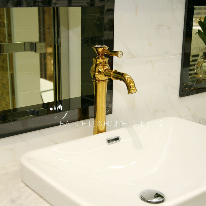 Design High Foot Gold Plated Bathroom Faucets