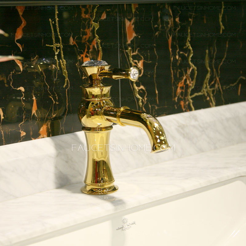 Decorated Crystal Electroplated Gold Plated Bathroom Faucets