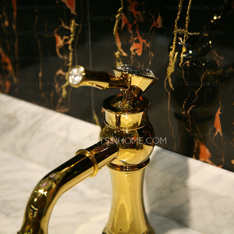 Decorated Crystal Electroplated Gold Plated Bathroom Faucets