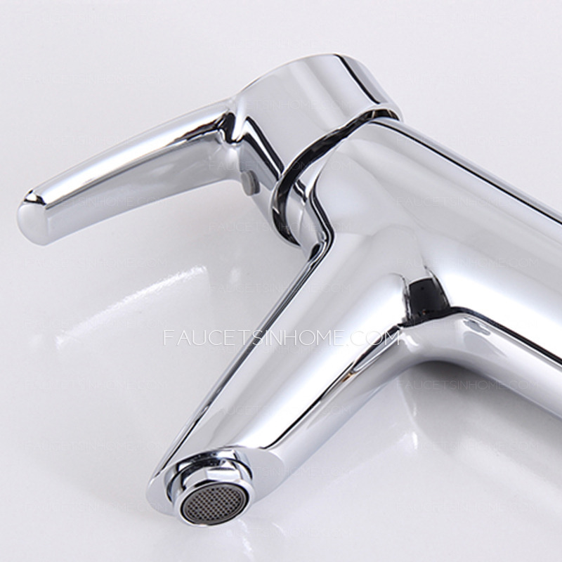 Modern Silver Ceramic Spool Chrome Bathroom Faucet