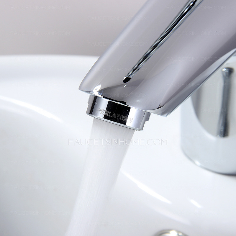 Modern Silver Ceramic Spool Chrome Bathroom Faucet