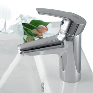 Modern Silver Ceramic Spool Chrome Bathroom Faucet