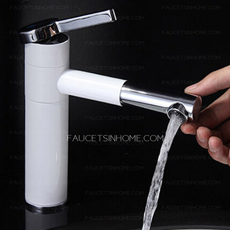 Modernize Painting Rotatable White Bathroom Faucet