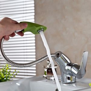 Modern Copper Pullout Spray One Hole Chrome Faucet