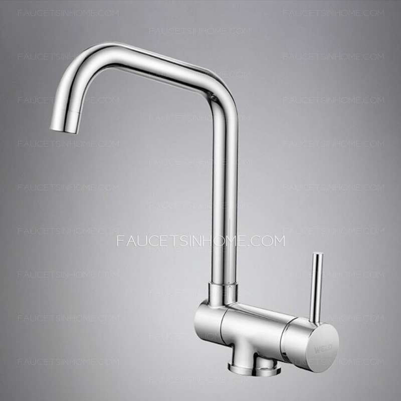 Contemporary Copper Folded Chrome Kitchen Faucet 