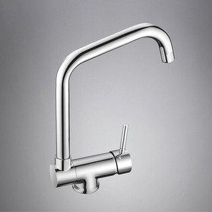 Contemporary Copper Folded Chrome Kitchen Faucet 