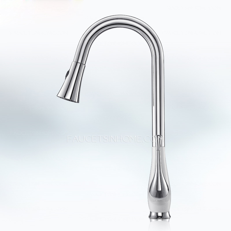 White Baked Porcelain Rotatable Pullout Faucet